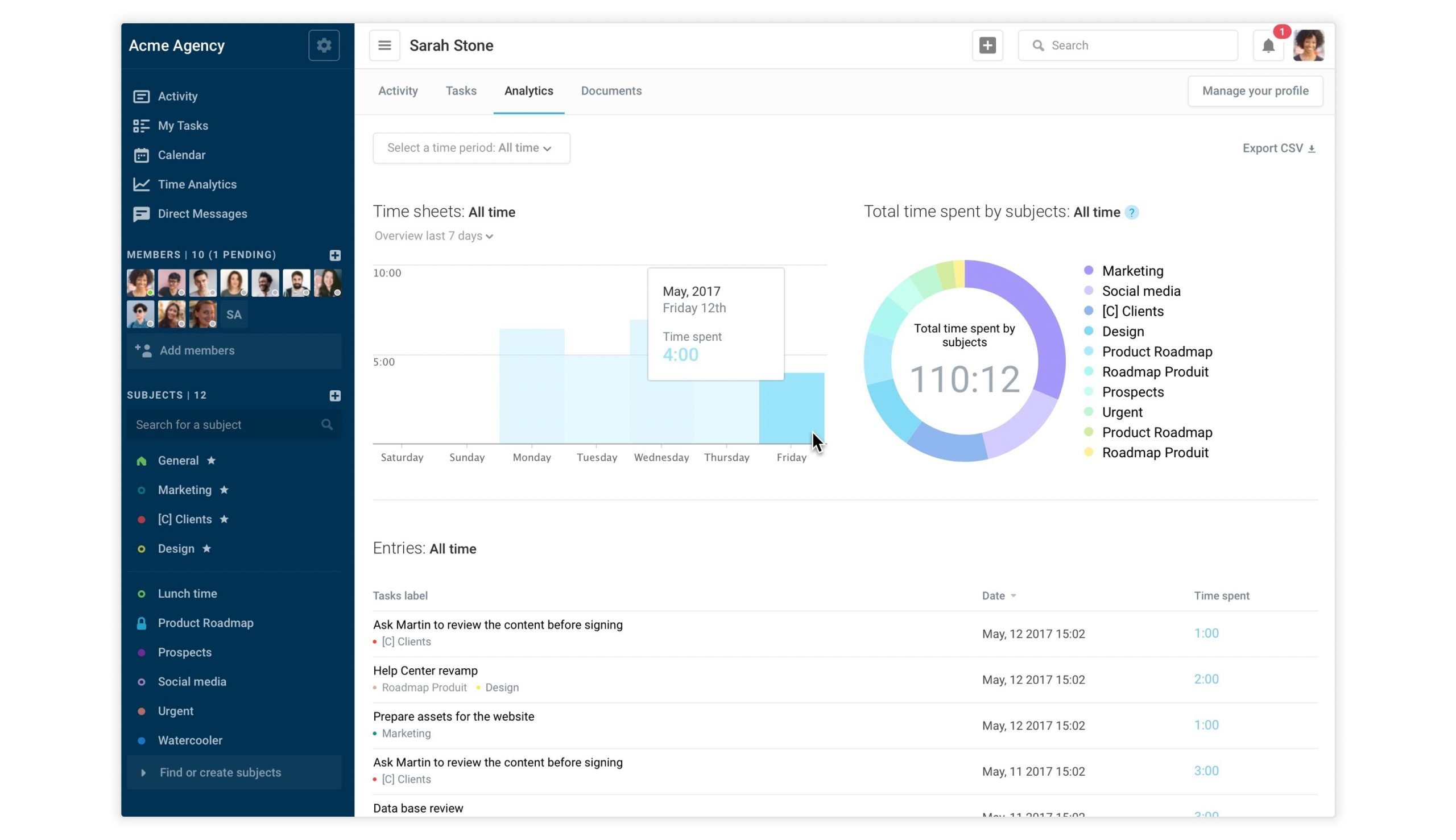 Azendoo timesheet tracking app