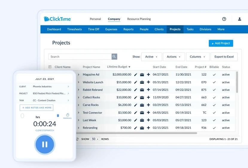 Clicktime invoicing