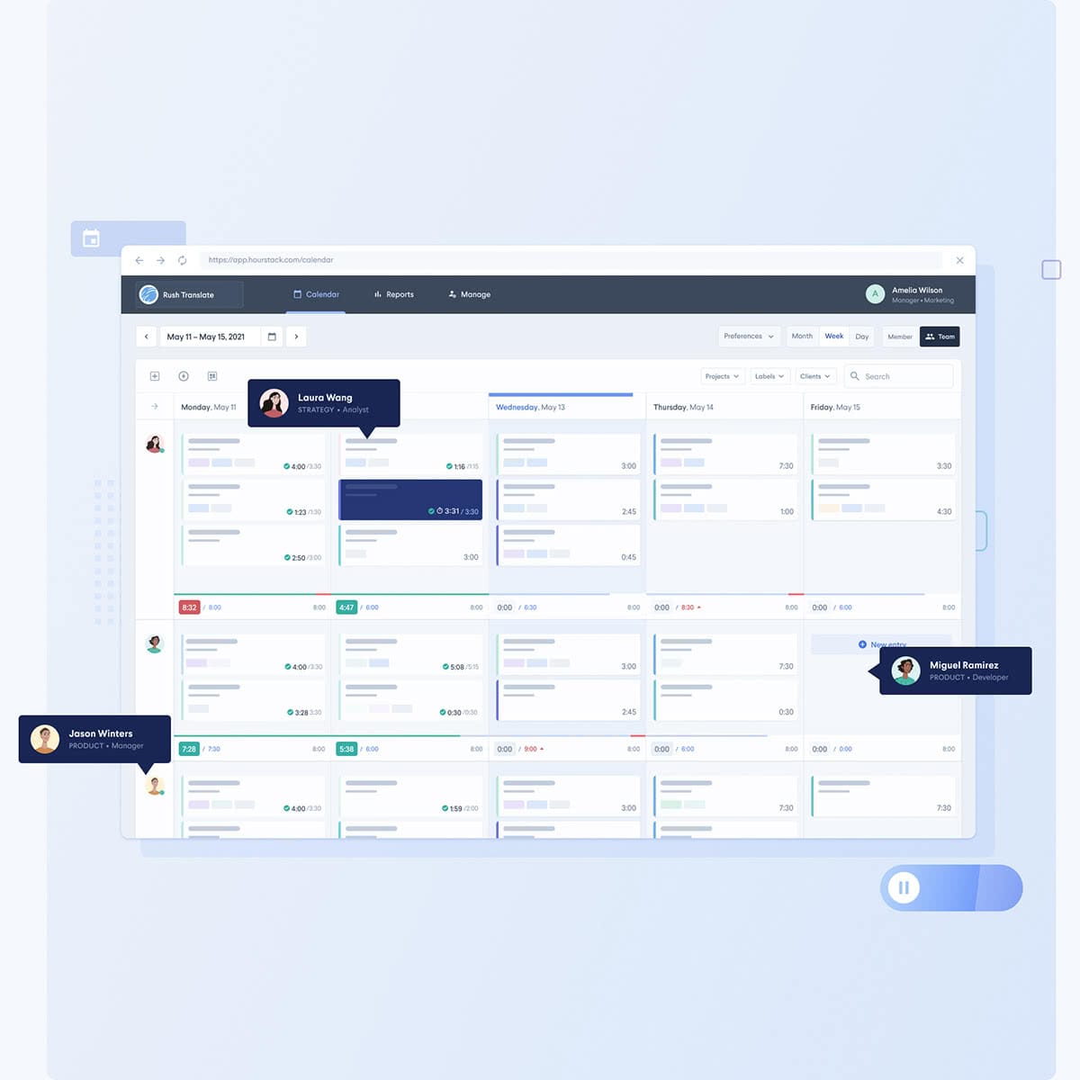 HourStack schedule tasks, track time, export reports