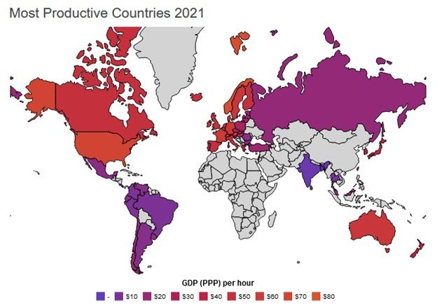 the most productive countries 2021