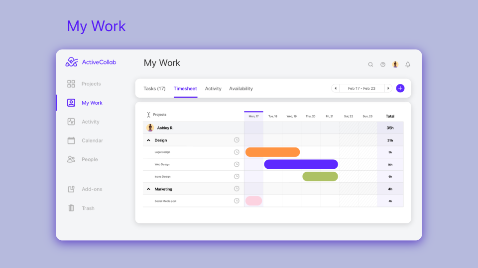 ActiveCollab timesheet tracking software