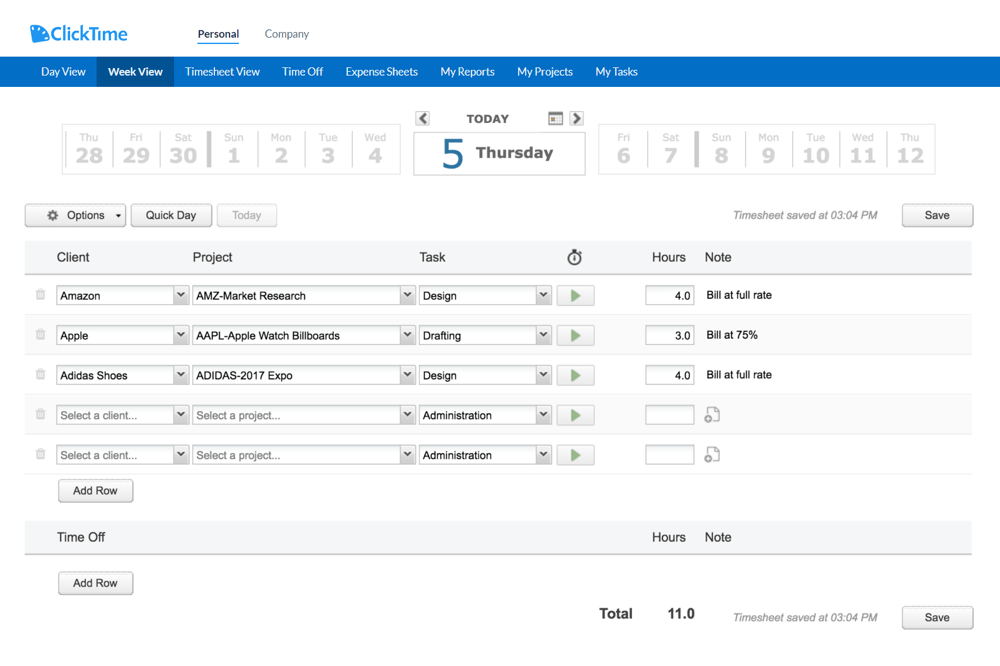 ClickTime managing your time with online timesheets