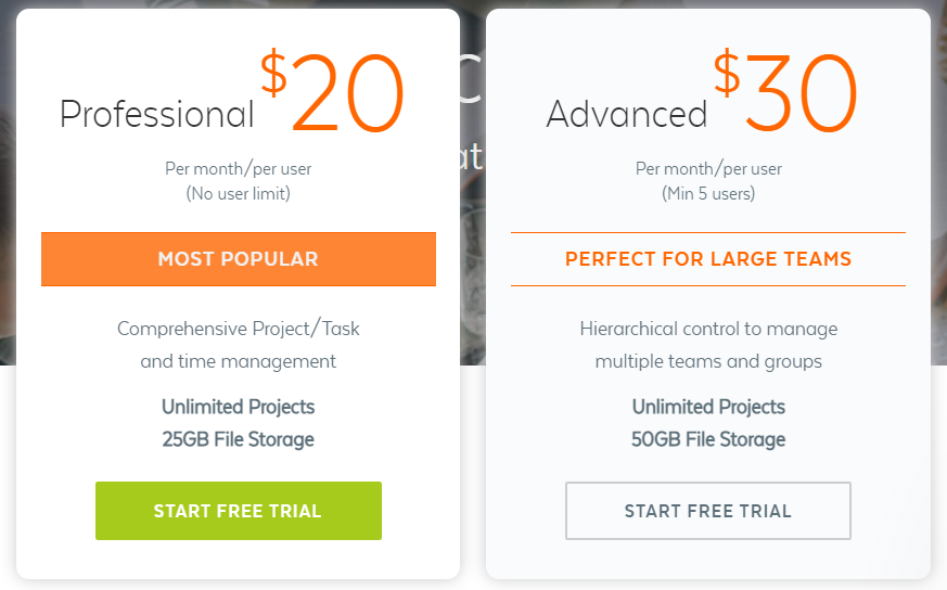 ProWorkflow pricing plan