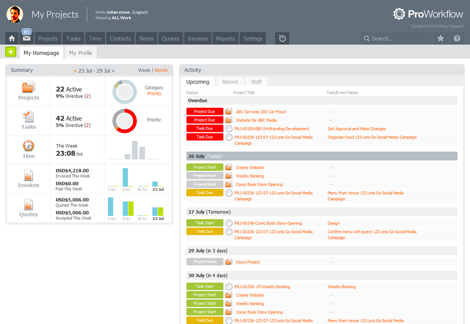 ProWorkflow timesheet tracking app