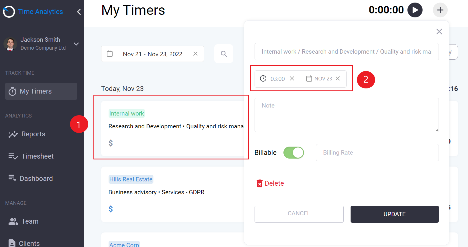 Add time to an existing timer