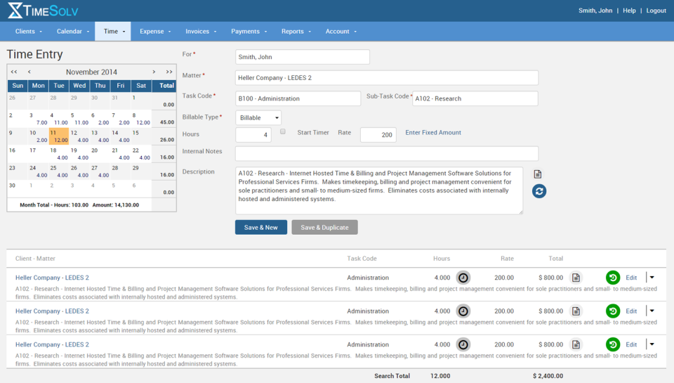 TimeSolv timesheet tracking software