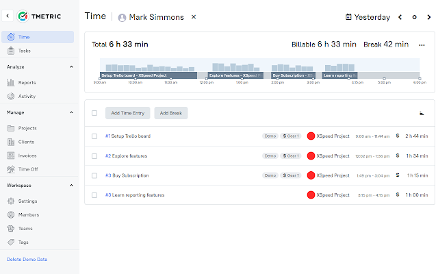 TMetric timesheet tracking software