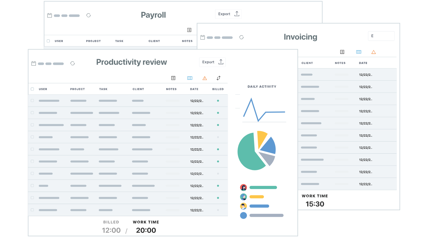 TrackingTime tracking project and billable hours