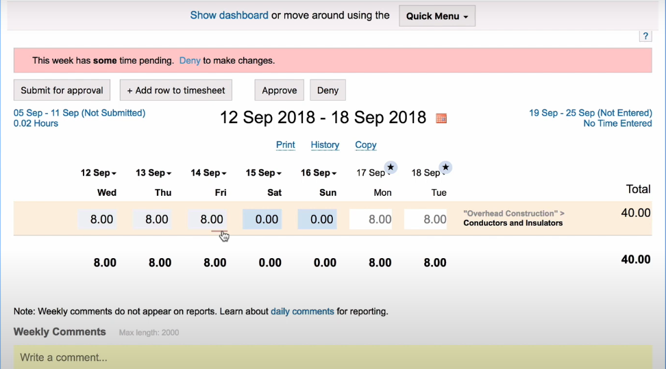 Weworked timesheet